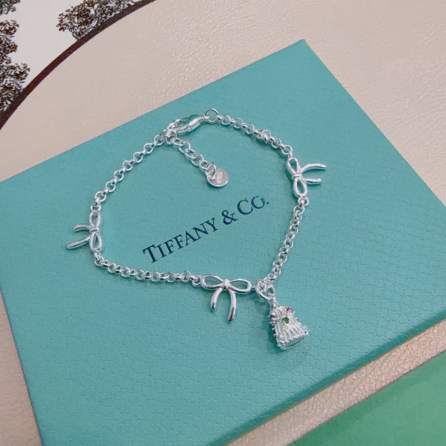 Tiffany & Co. Silver Bow Charm Bracelet